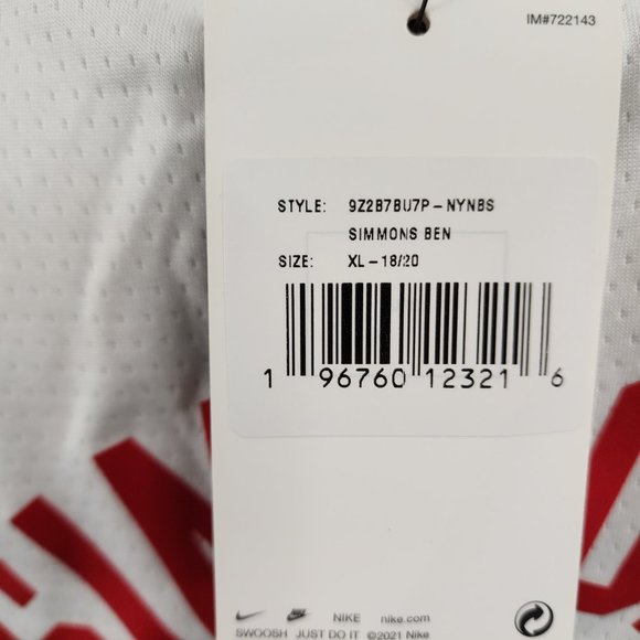 Brooklyn Nets Ben Simmons Nike White Swingman Jersey Classic Edition Sz XL - Picture 8 of 10